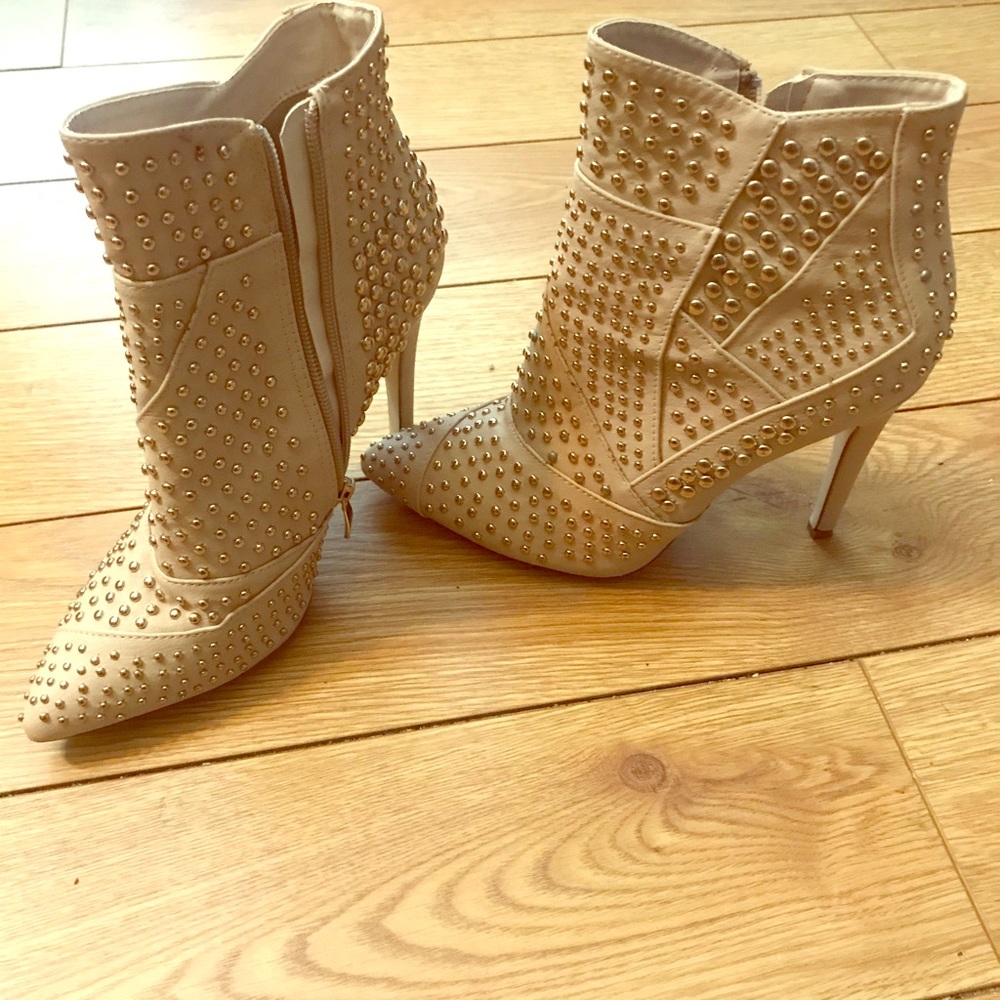 Studded heeled booties